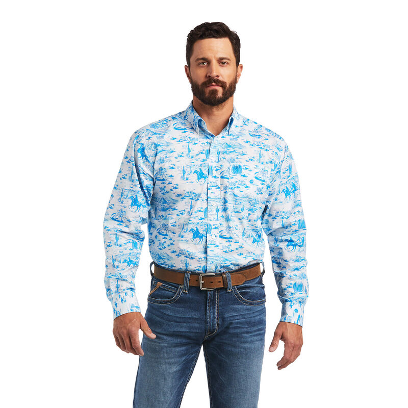 Ariat Hemden Herren - Marcus Classic Fit Blau/Weiß ( GUVTQ-1752 )